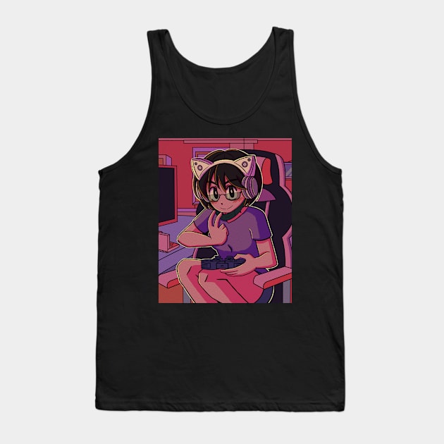 vaporwave aesthetic anime gamer girl Tank Top by KinseiNoHime